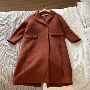 Simons Women’s Trench Coat Orange/Brown XL Long